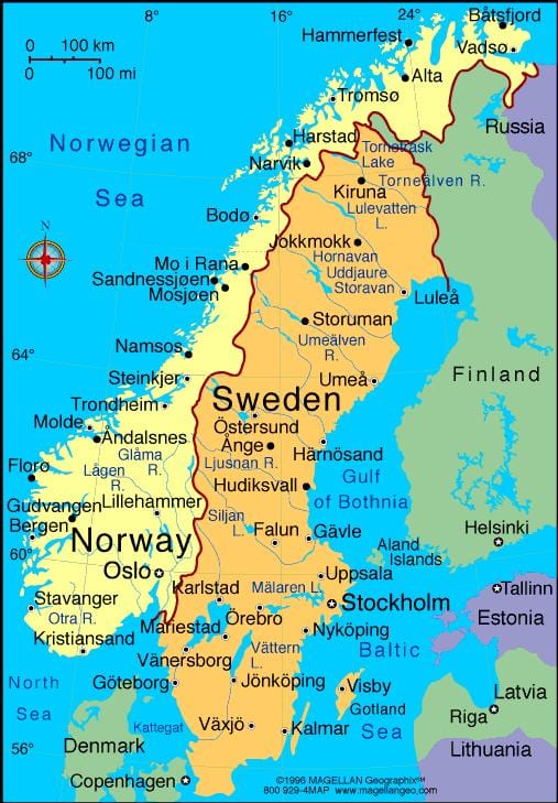 mappa della città in Svezia