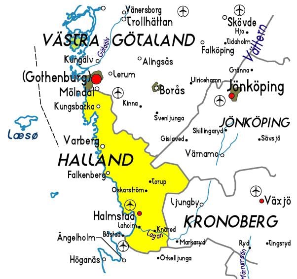 mappa di Halland, Svezia