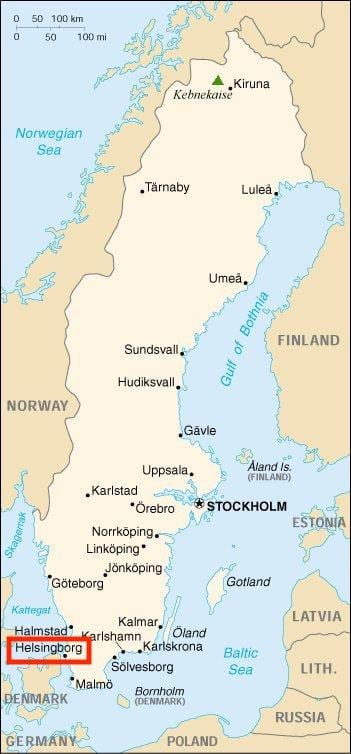 mappa di Helsingborg, Svezia
