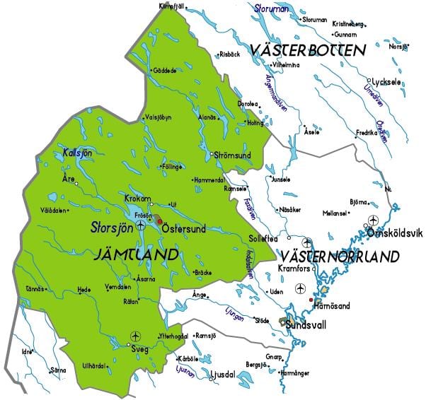 mappa di Jamtland Svezia