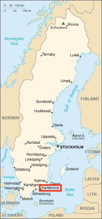 mappa di Karlskrona, Svezia