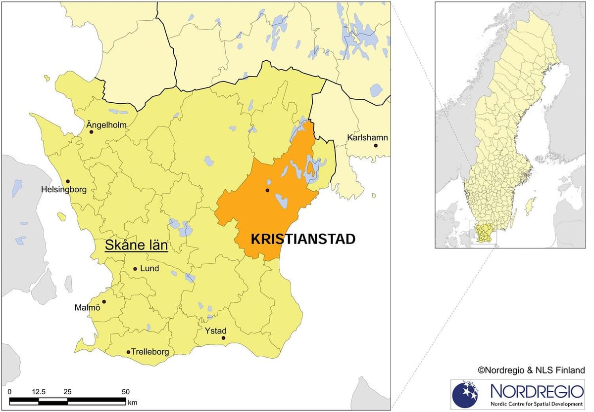 mappa di Kristianstad, Svezia