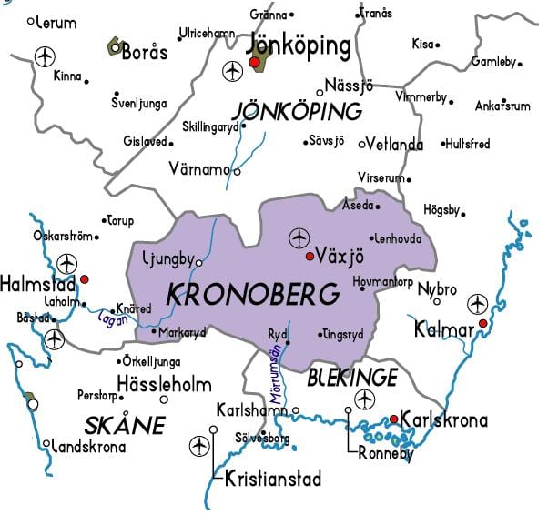 mappa di Kronoberg Svezia
