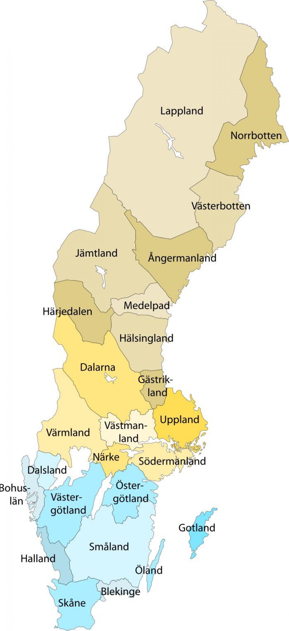 Lapponia, Svezia mappa - Mappa della Lapponia, Svezia (Europa del Nord