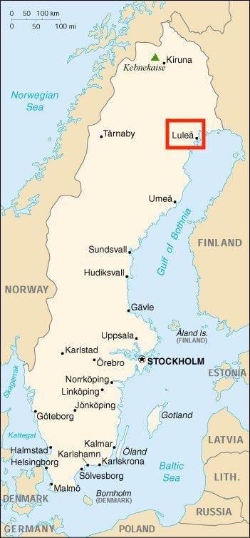 mappa di Lulea, Svezia