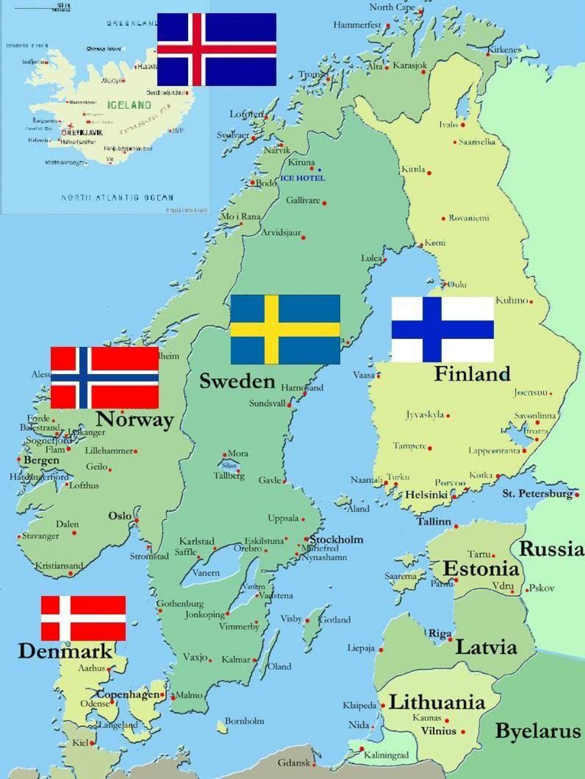 Mappa Di Svezia E Nei Paesi Limitrofi Svezia Surround Paesi Mappa Europa Del Nord Europa