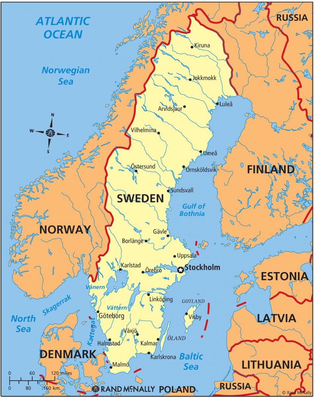 Mappa di Svezia - Svezia su una mappa (Europa del Nord ...