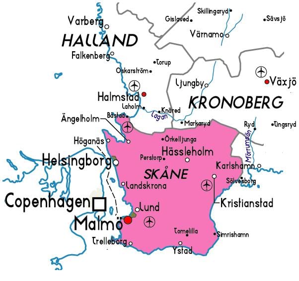 mappa di Svezia, Skane