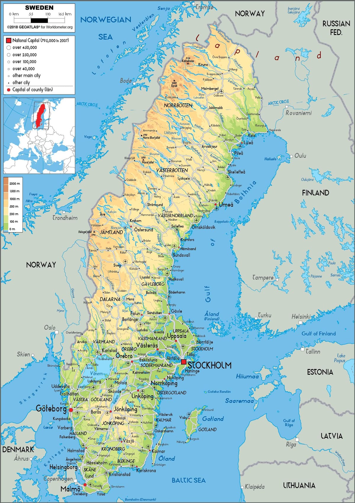 mappa di Svezia fiume