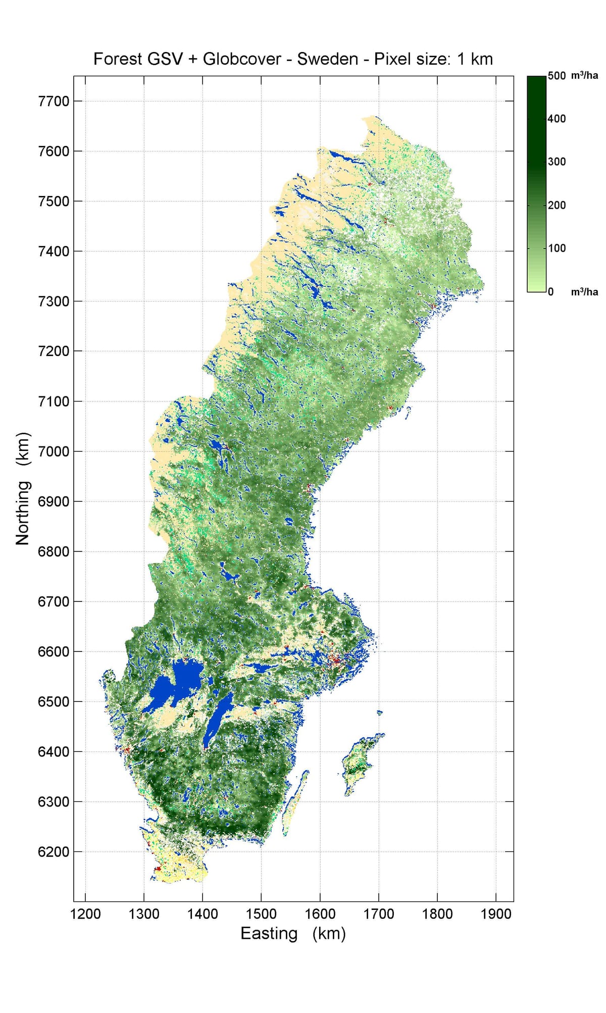 mappa di Svezia foreste