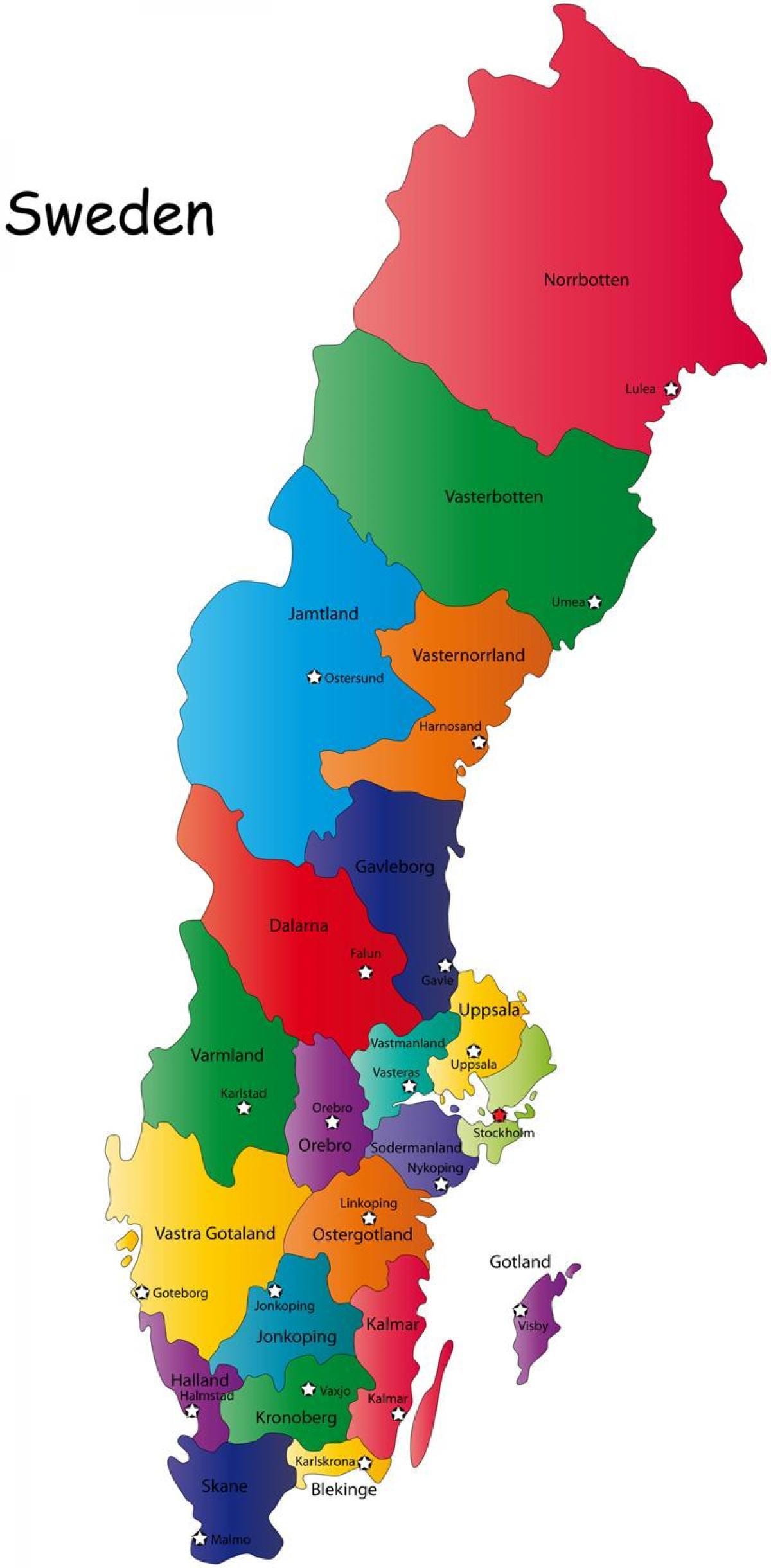 mappa delle contee svedesi