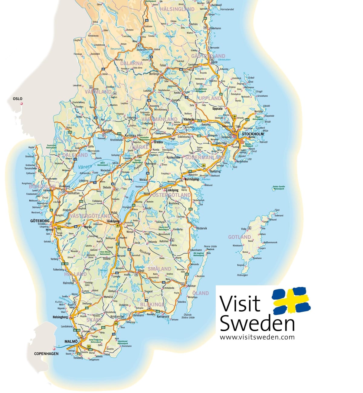 mappa di sud Svezia