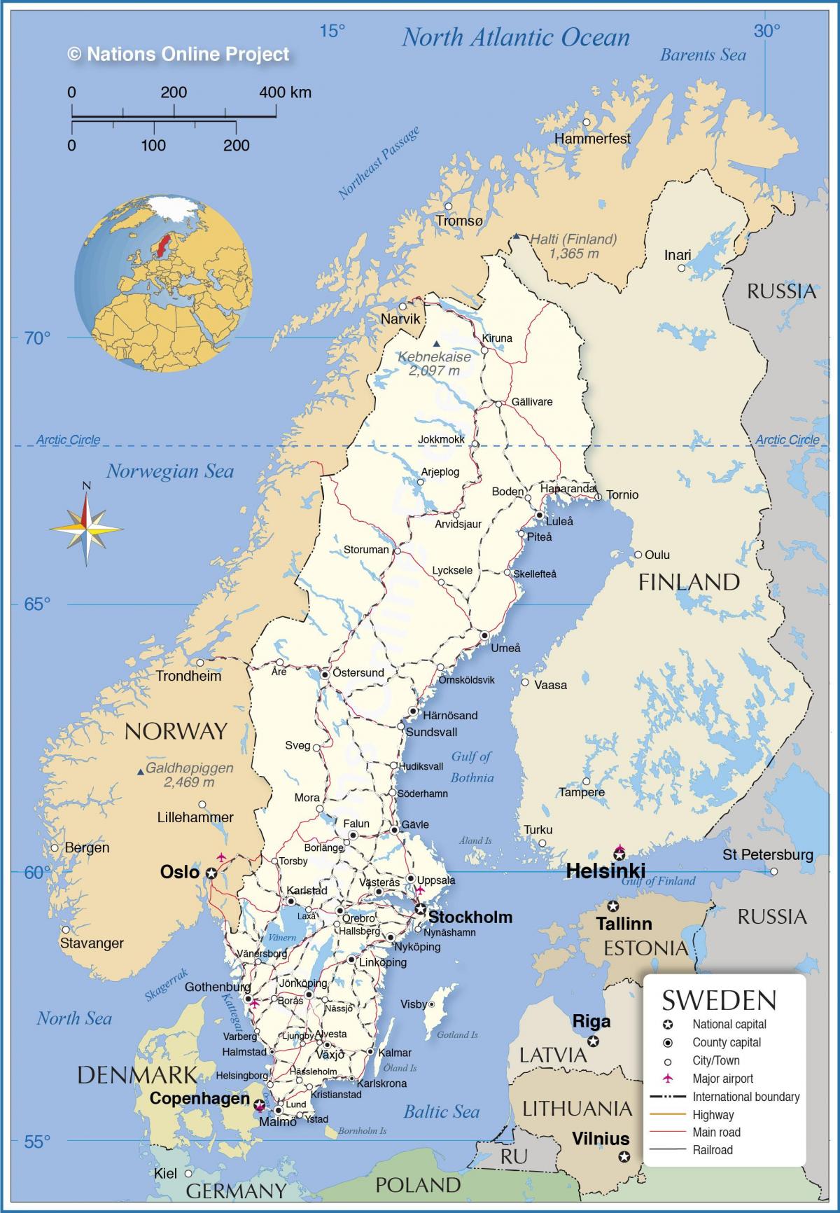 mappa di Svezia trasporti