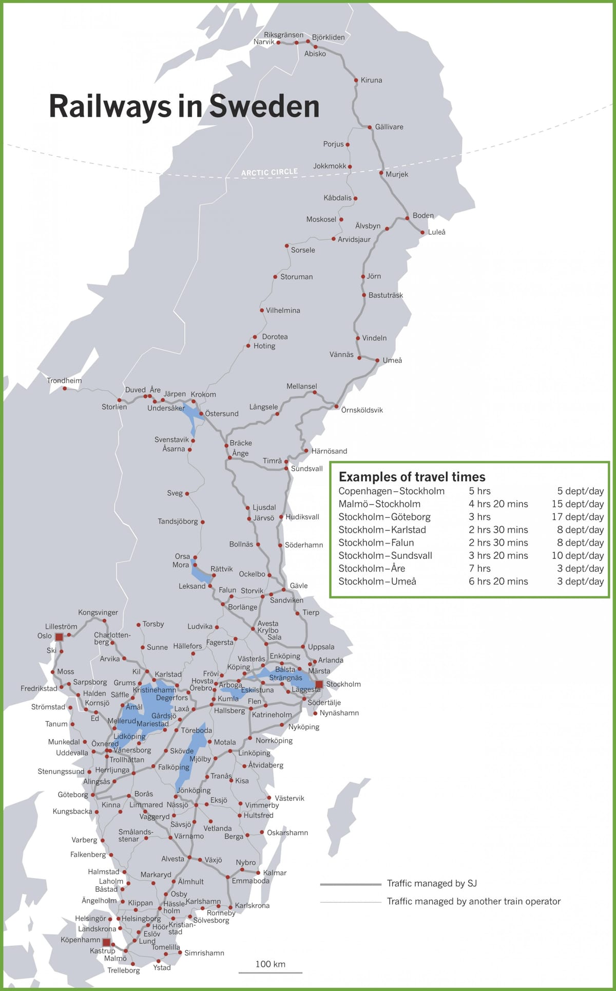 mappa del treno Svezia