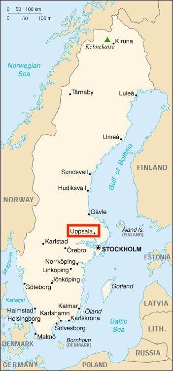 Uppsala la mappa di Svezia