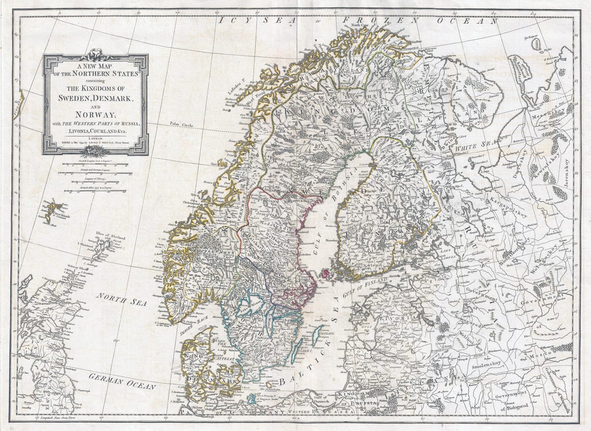 vecchio Svezia mappa