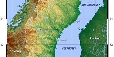 Mappa topografica di Svezia