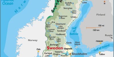 Montagne in Svezia mappa