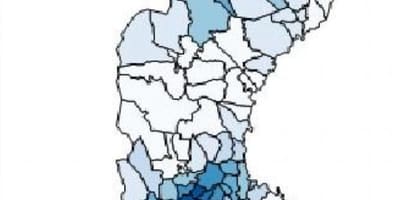 Mappa di Svezia pioggia
