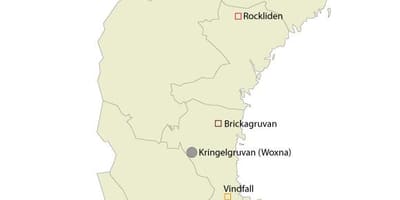 Mappa di Svezia risorse naturali